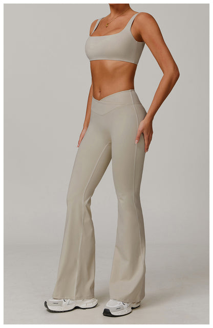 Lily Beige Flare Leggings
