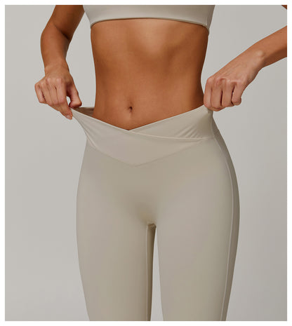 Lily Beige Flare Leggings