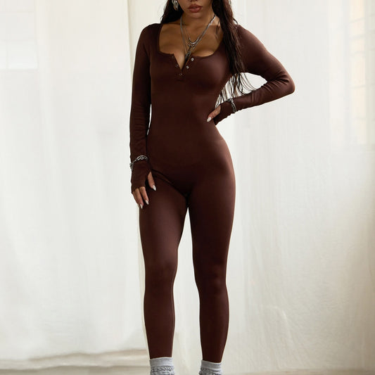 Lali Brown Square Jumpsuit
