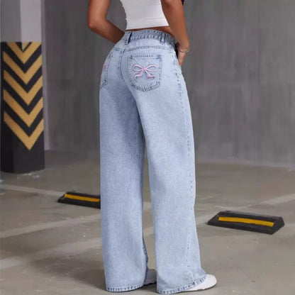 Sarah Embroidered Bow Jeans