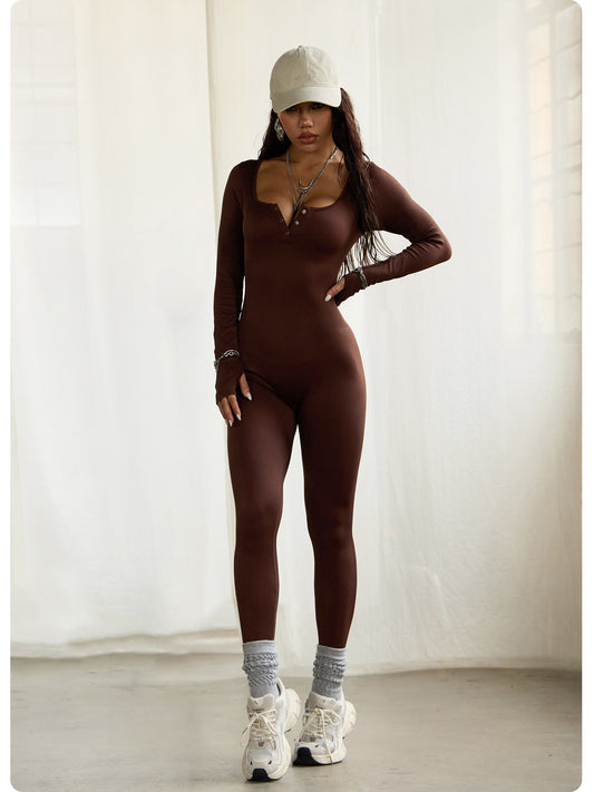 Lali Brown Square Jumpsuit